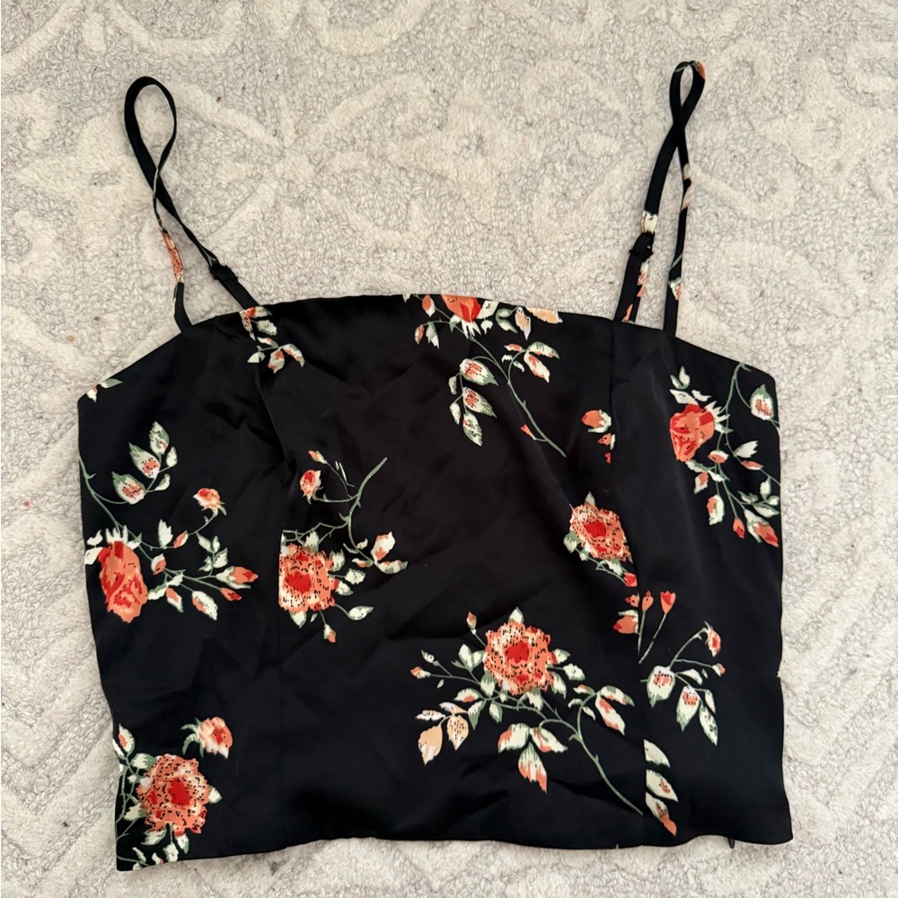 Bardot Black and Orange Sleeveless Crop Camisole